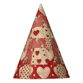 Shabby Chic Red Patchwork Pattern Partyhütchen