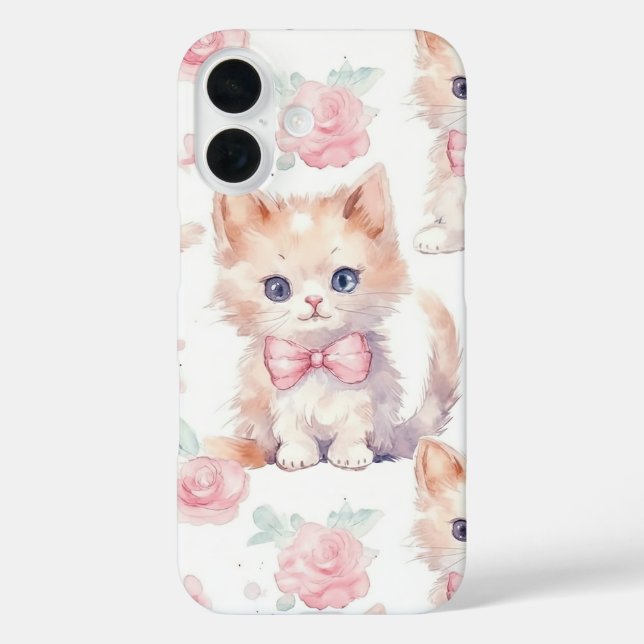 Shabby Chic Romantic Kitten Floral Case-Mate iPhone Hülle (Rückseite)