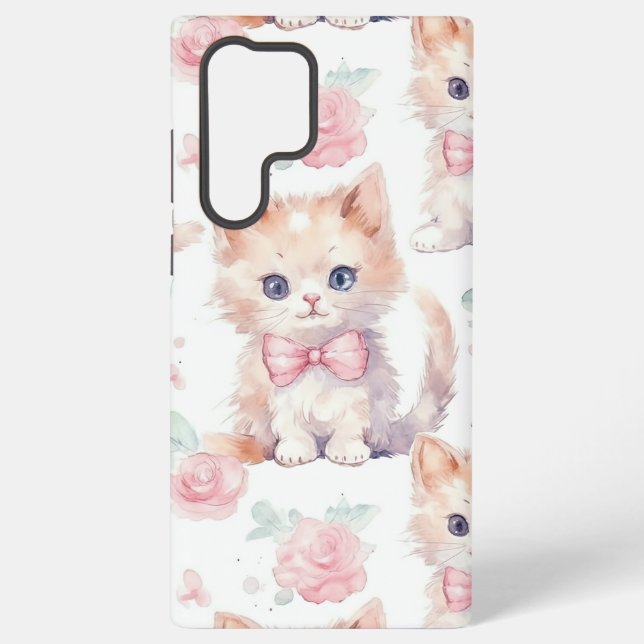 Shabby Chic Romantic Kitten Floral Samsung Galaxy Hülle (Rückseite)