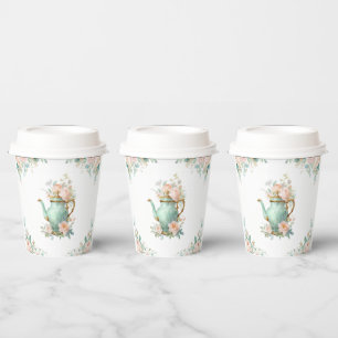 Shabby Chic Romantische Vintage-Rosen Floral-Party Pappbecher