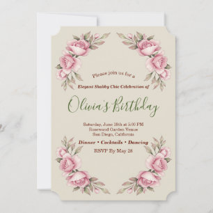 Shabby Chic Romantische Vintage-Rosen Florale Part Einladung