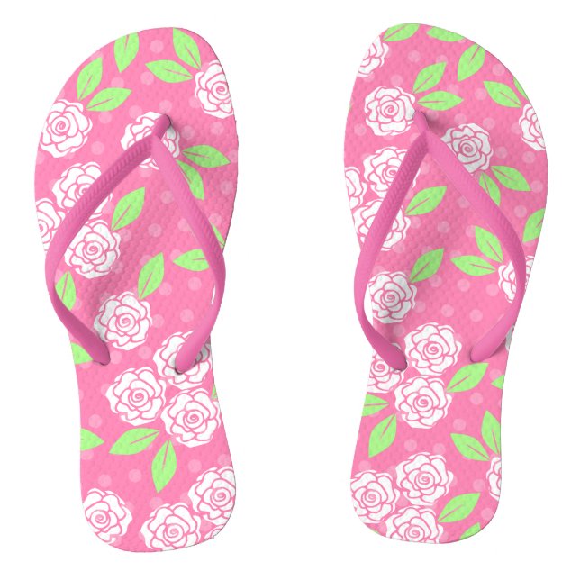 Shabby Chic Rosa Blumenmuster Flip Flops (Fußbett)