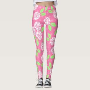 Shabby Chic Rosa Blumenmuster Leggings