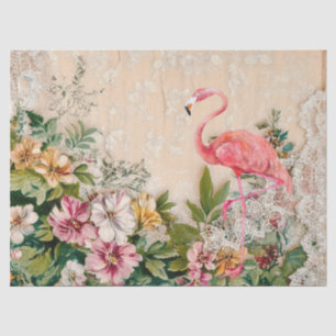 Shabby Chic Rosa Flamingo Blumen Decoupage  Seidenpapier
