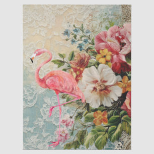 Shabby Chic Rosa Flamingo Blumen Dekoupage Seidenpapier