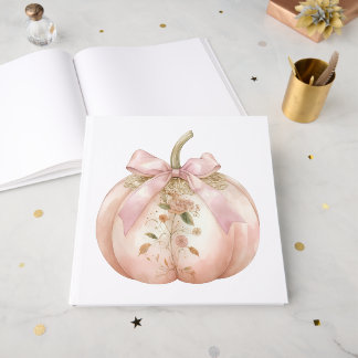 Shabby Chic Rosa Florale Kürbis Coquette Herbst Gästebuch