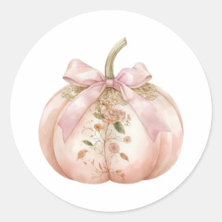 Shabby Chic Rosa Florale Kürbis Coquette Herbst Runder Aufkleber