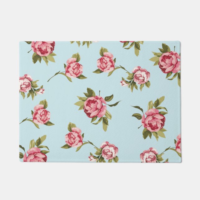 Shabby Chic - rosa, gelber oder blauer Hintergrund Fußmatte (Vorderseite)