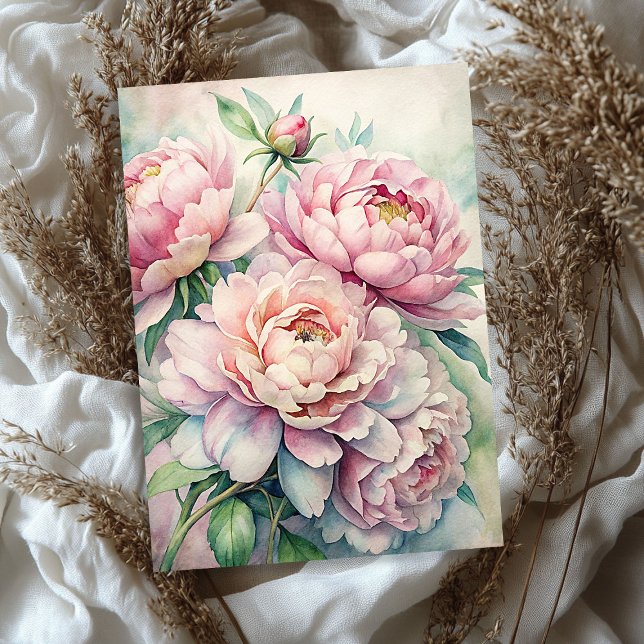 Shabby Chic-Rosa-Kuchen-Bouquet Seidenpapier (Watercolor shabby chic pink peonies bouquet tissue paper)