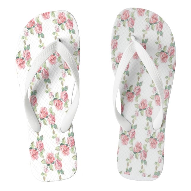 Shabby Chic Rosa Rose Flip Flops (Fußbett)