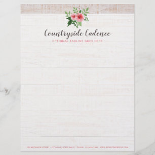 Shabby Chic Rosa Rosen auf rustikalem Stallholz Briefkopf