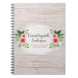 Shabby Chic Rosa Rosen auf rustikalem Stallholz Notizblock