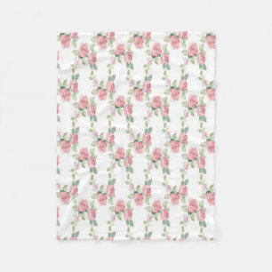 Shabby Chic Rosa Rosen Blumen Fleecedecke