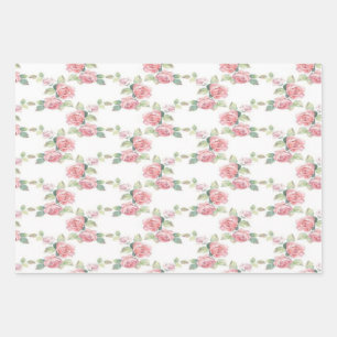 Shabby Chic Rosa Rosen Blumen Geschenkpapier Set