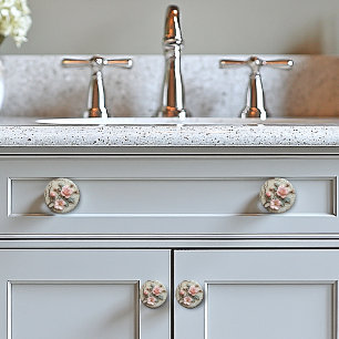Shabby Chic Rosa Rosenknospen verrückt geprägte Keramikknauf