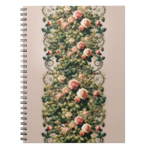 Shabby Chic Rosa Rosenreben Blumen Elegant Notizblock