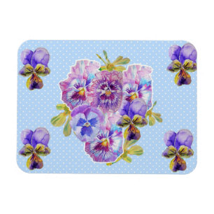 Shabby Chic Rosa Stiefmütterchen Floral Blau Punkt Magnet