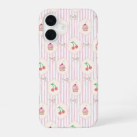 Shabby chic Rosa Streifen Kirschen Cupcakes Retro