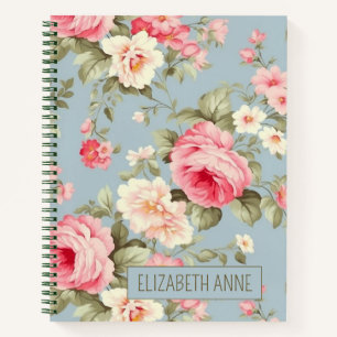 Shabby Chic Rosa und Blaue Hütte Rose und Blume Notizbuch