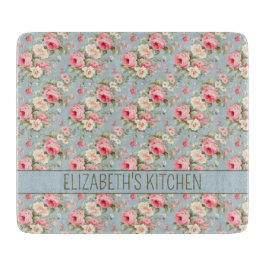 Shabby Chic Rosa und Blaue Hütte Rose und Blume Schneidebrett