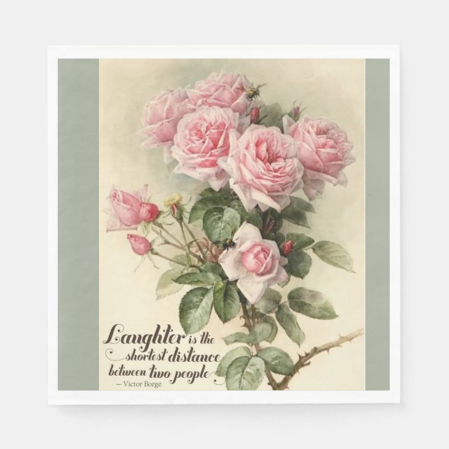 Shabby Chic Rosa Viktorianische Rose Serviette (Vorderseite)