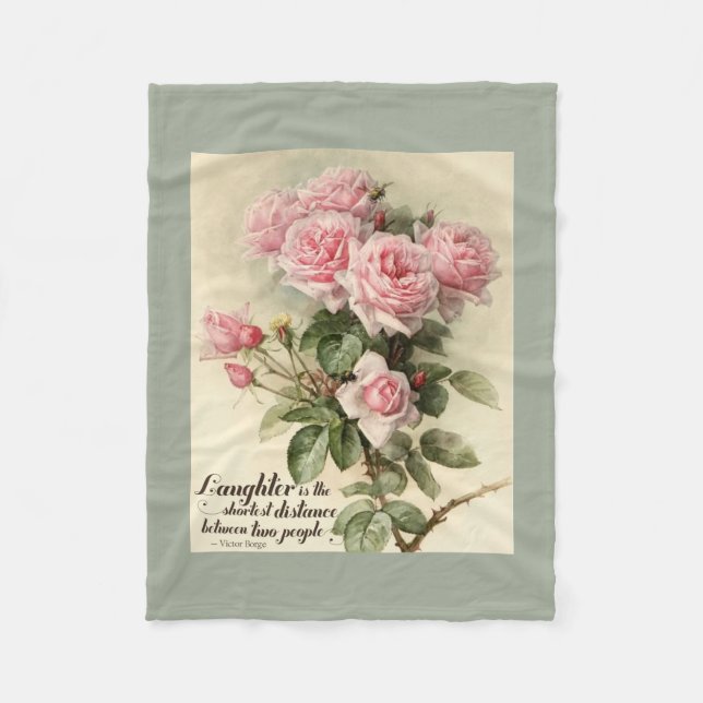 Shabby Chic-rosa viktorianische Rosen Fleecedecke (Vorderseite)
