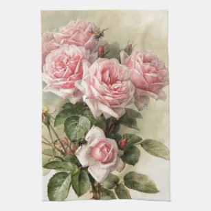 Shabby Chic-rosa viktorianische Rosen Geschirrtuch
