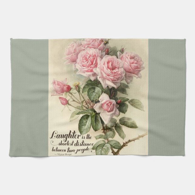 Shabby Chic-rosa viktorianische Rosen Handtuch (Horizontal)