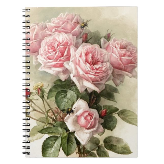 Shabby Chic-rosa viktorianische Rosen Notizblock (Vorderseite)