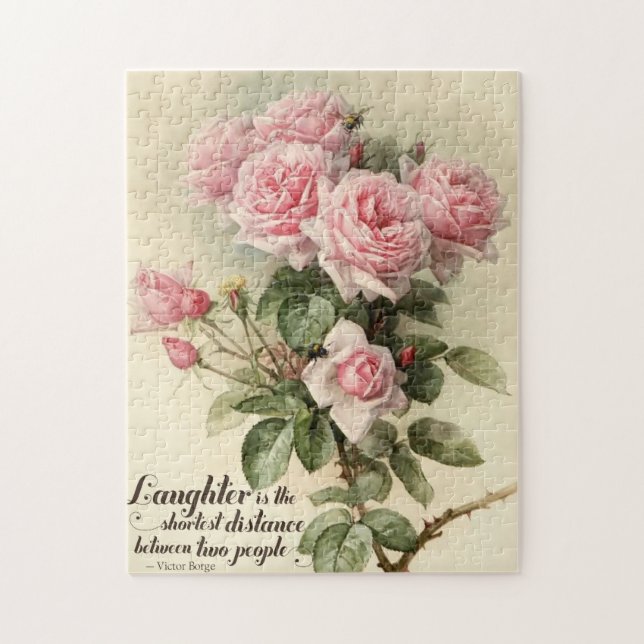 Shabby Chic-rosa viktorianische Rosen Puzzle (Vertikal)
