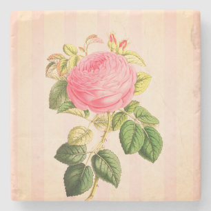 Shabby Chic Rosa Vintage Rose Marmorboden Unterset Steinuntersetzer
