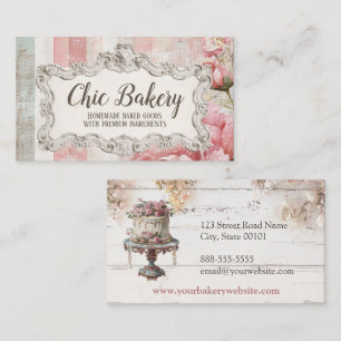 Shabby Chic Rosa Vintage-Torte-Bäckerei Visitenkarte