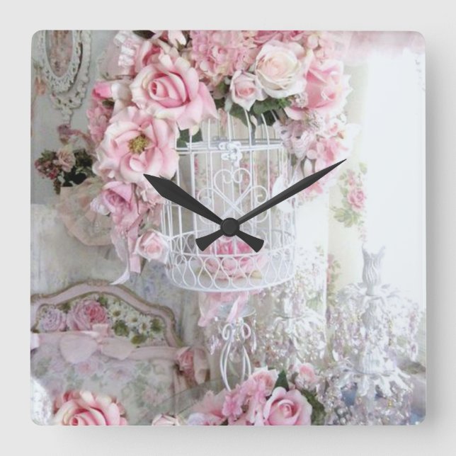 Shabby Chic Rosa Wand Uhr (Vorderseite)