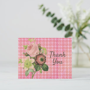 Shabby Chic-Rose Danke-Karte Postkarte