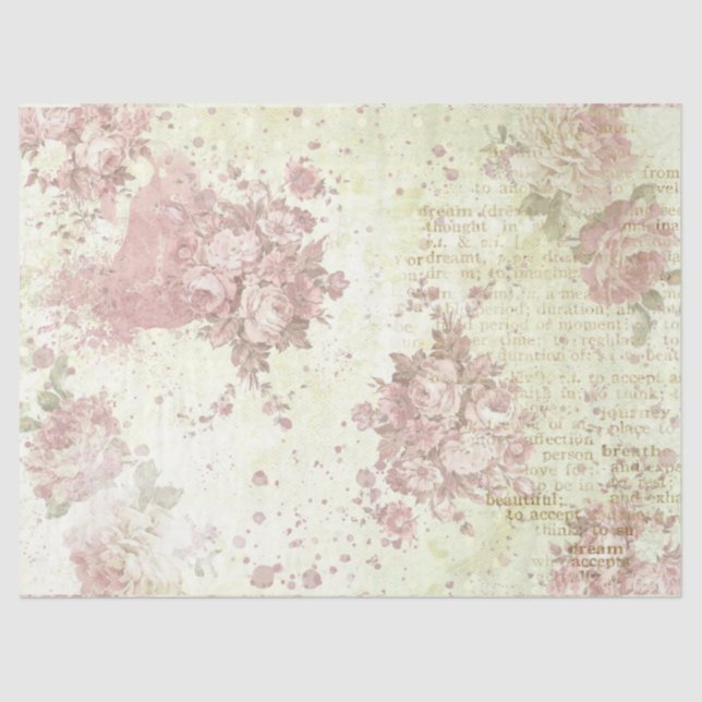 Shabby Chic-Rose Design 2 Seidenpapier (Vorderseite)
