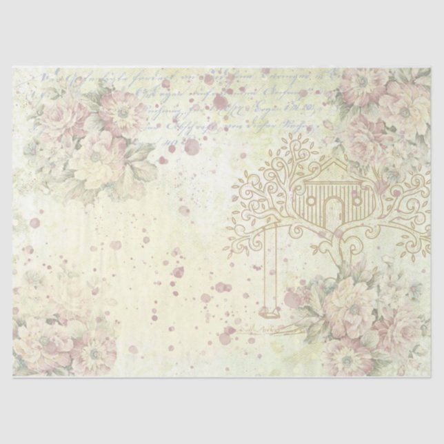Shabby Chic-Rose Design 3 Seidenpapier (Vorderseite)