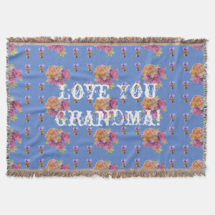 Shabby Chic Rose Floral Love You Oma Wurfdecke Decke