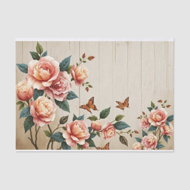 Shabby Chic Rose Malerei Seidenpapier (Vorderseite)