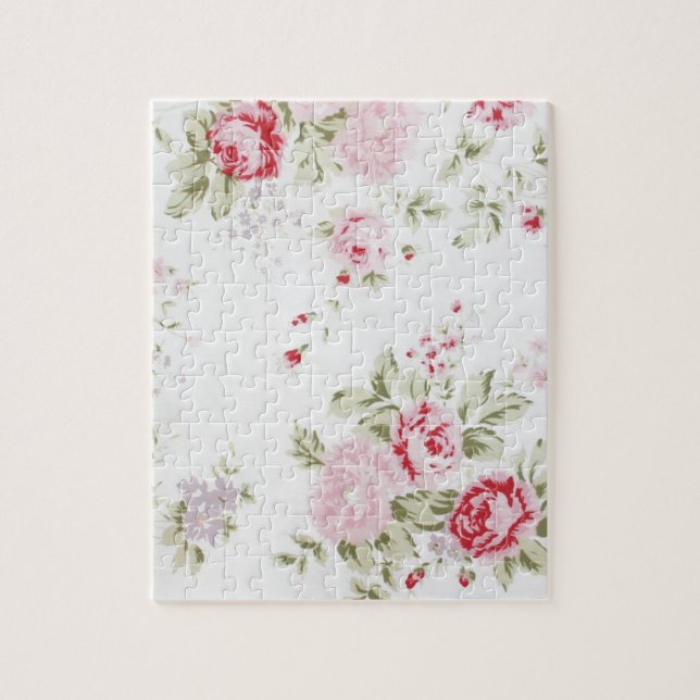 Shabby Chic-Rose mit Blumen Puzzle (Vertikal)