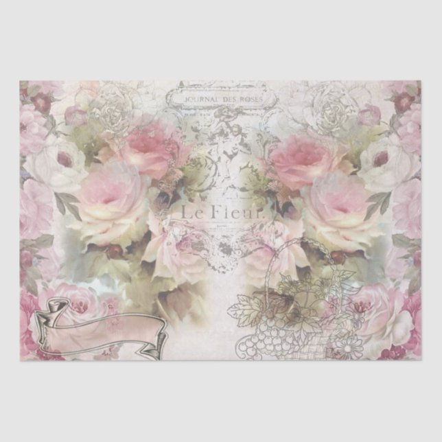 Shabby Chic-Rose-Muster Seidenpapier (Vorderseite)
