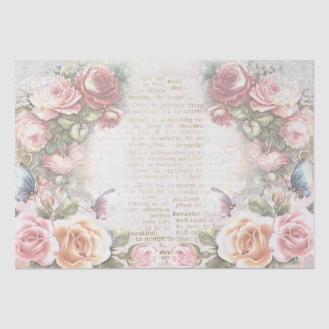 Shabby Chic-Rose-Muster Seidenpapier (Vorderseite)