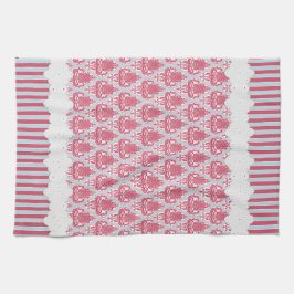 Shabby Chic-Rose u. Blau-Damast u. Streifen Küchentuch