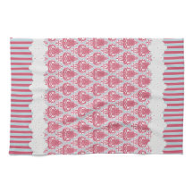 Shabby Chic Rose und blaues Damast & Streifen