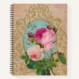 Shabby Chic-Rose Viktorianische Spiralfolien Notizbuch