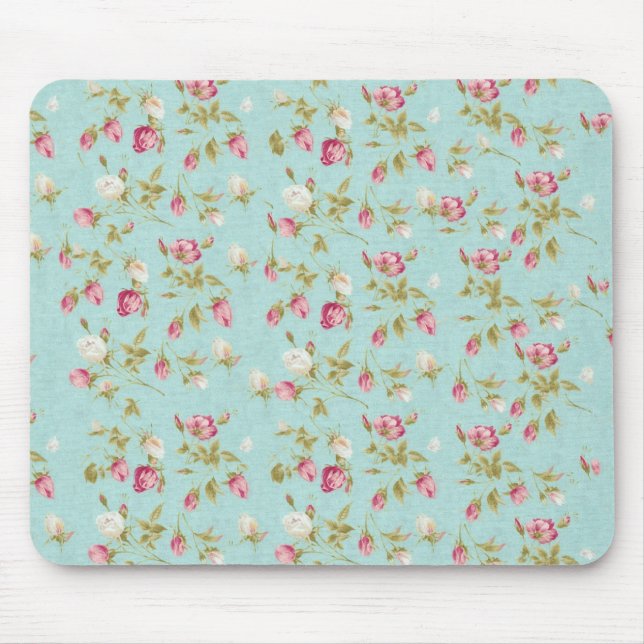 Shabby Chic-Rosen-Blumen der Vintagen BlumenRosen Mousepad (Vorne)