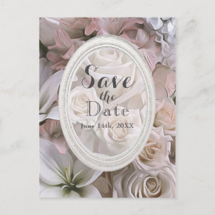 Shabby Chic Rosen Blumen Elegant Save-the-Date-Kar Ankündigungspostkarte