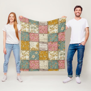 Shabby Chic Rosen-Quiltmuster Fleecedecke