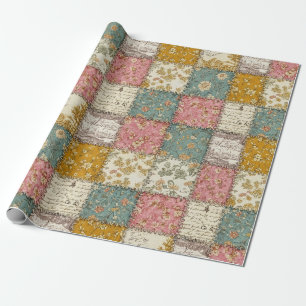 Shabby Chic Rosen-Quiltmuster Geschenkpapier