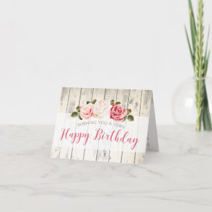 Shabby Chic Rosen Rustikalisches Holz Benutzerdefi Karte