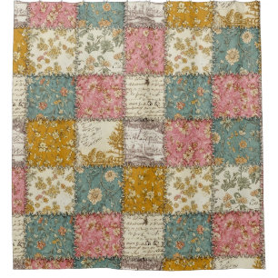 Shabby Chic Rosenquiltingmuster Duschvorhang